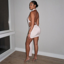 Sleeveless Patchwork Backless Tie Up Mini Dress GSZM-C25DS444