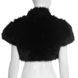 Fuzzy Short Sleeveless Tie-up Top GSZM-C25TP266