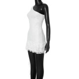 Single Shoulder Long Sleeve Ruffles Mini Dress GSZM-G24DS224