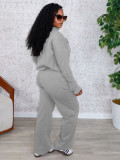 Long Sleeve Solid Color Two Piece Pants Set SH-391434