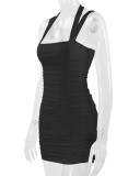 Solid Color Backless Ruched Mini Dress YMYF-8836