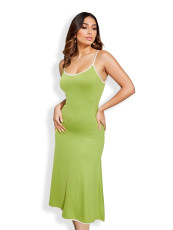 Backless Contrast Color Sling Midi Dress GZJF-10131