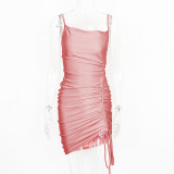 Solid Color Drawstring Midi Dress GZJF-5574
