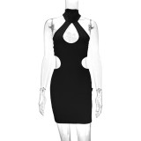 Halterneck Sleeveless Hollow Out Mini Dress YMYF-9239