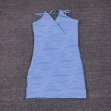 V Neck Tie Up Backless Mini Dress YMYF-9256