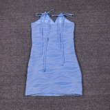 V Neck Tie Up Backless Mini Dress YMYF-9256