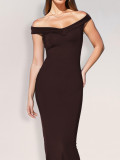 One Shoulder Solid Color Maxi Dress GZJF-10152