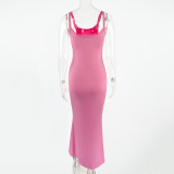 Solid Color Sling Maxi Dress GZJF-10133