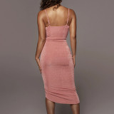 Solid Color Drawstring Midi Dress GZJF-5574