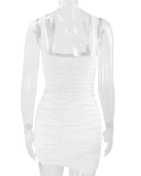 Solid Color Backless Ruched Mini Dress YMYF-8836