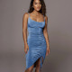 Solid Color Drawstring Midi Dress GZJF-5574