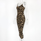 Print V Neck Backless Maxi Dress GZJF-1632