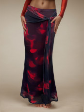 Retro Print Slim Long Skirts GZJF-6630