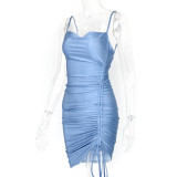 Solid Color Drawstring Midi Dress GZJF-5574