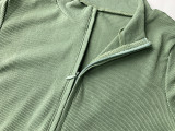 Fitted Ribbed Zipper Long-Sleeve Mini Dress GZJF-1177