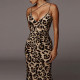Print V Neck Backless Maxi Dress GZJF-1632