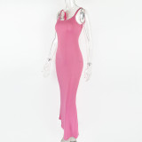 Solid Color Sling Maxi Dress GZJF-10133
