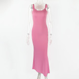Solid Color Sling Maxi Dress GZJF-10133
