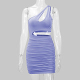 Hollow Out Single Shoulder Mini Dress YMYF-8925