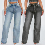 Hot Drill Straight Jeans SH-391414