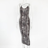 Print V Neck Backless Maxi Dress GZJF-1632