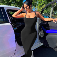 Solid Color Sling Maxi Dress GZJF-10133