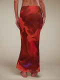 Retro Print Slim Long Skirts GZJF-6630