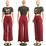 Plus Size Solid Color Loose Wide Leg Pants SH-S2018