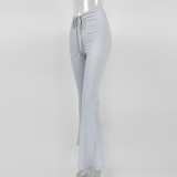 Solid Color Ruched Micro Flare Pants GZJF-6615