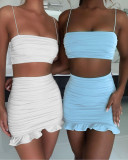 Sexy Sling Vest Ruched Two Piece Skirts Set YMYF-0881