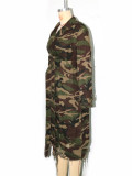 Camouflage Print Holes Long Trench Coat SH-391323