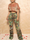 Camouflage Print Straight Pants SH-391408