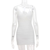 V Neck Tie Up Backless Mini Dress YMYF-9256