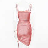 Solid Color Drawstring Midi Dress GZJF-5574