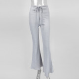 Solid Color Ruched Micro Flare Pants GZJF-6615