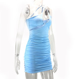 Ruched Slash Shoulder Mini Dress YMYF-8923