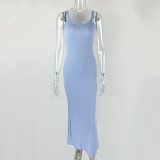 Solid Color Sling Maxi Dress GZJF-10133