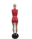 Sleeveless Solid Color Sweater Two Piece Shorts Set QXTF-83027