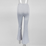 Solid Color Ruched Micro Flare Pants GZJF-6615
