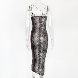 Print V Neck Backless Maxi Dress GZJF-1632
