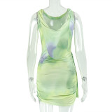 Sleeveless Solid Color Ruched Mini Dress GJYO-303613