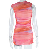 Sleeveless Color Block Print Mini Dress GJYO-759397