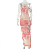 Sleeveless Color Block Print Maxi Dress GJYO-303705