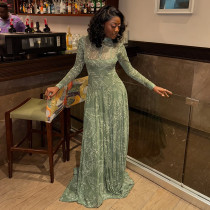 Long Sleeve Print Slim Maxi Dress GJYO-303661