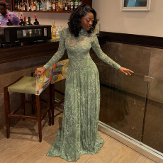 Long Sleeve Print Slim Maxi Dress GJYO-303661
