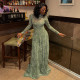 Long Sleeve Print Slim Maxi Dress GJYO-303661