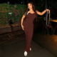 Solid Color Sling Backless Flare Jumpsuit GJYO-006295