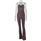 Solid Color Sling Backless Flare Jumpsuit GJYO-006295
