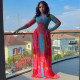 Long Sleeve Print Ruched Maxi Dress GJYO-303717