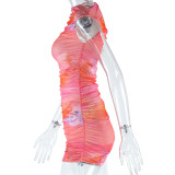 Sleeveless Color Block Print Mini Dress GJYO-759397